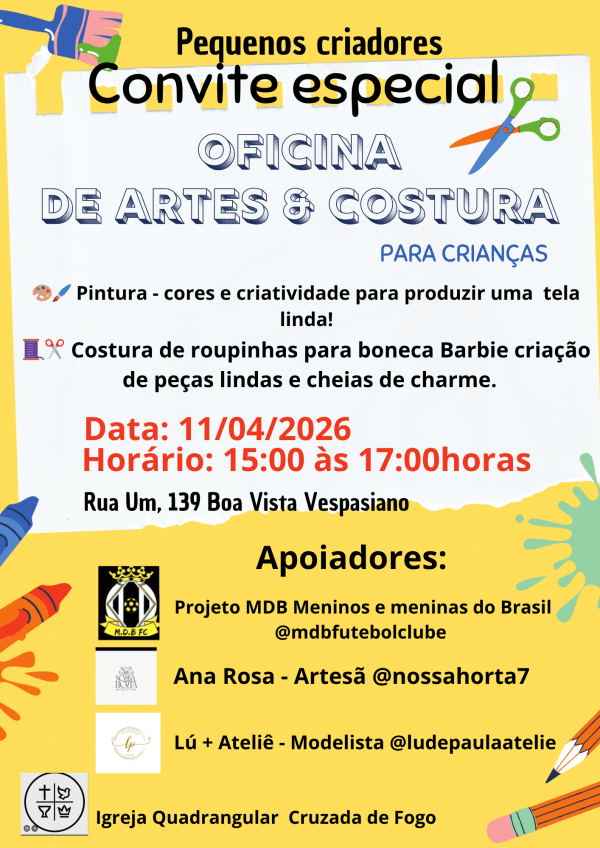 Imagem do evento Pequenos Criadores - Oficina de Costura & Pintura