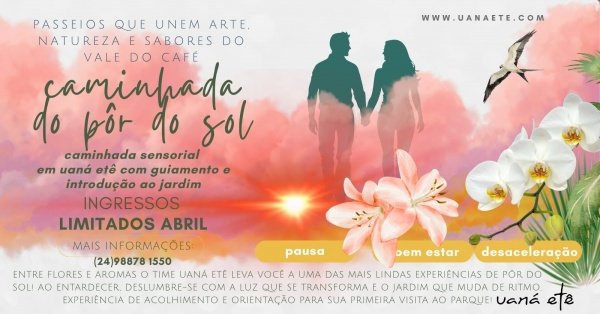 Imagem do evento CAMINHADA SENSORIAL AO ENTARDECER  PARA ADULTOS 15H - 17 E 18 DE ABRIL 2026
