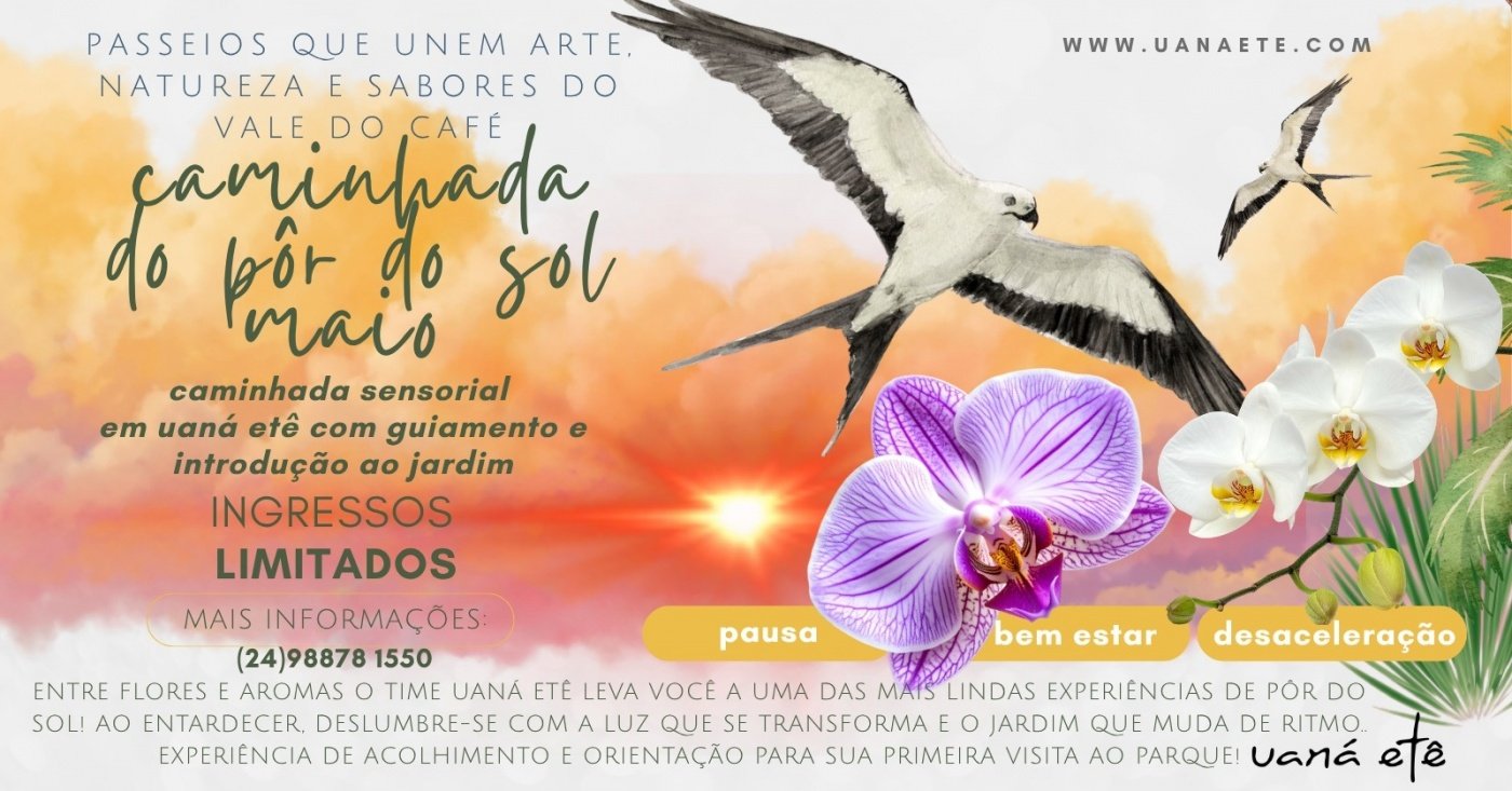 CAMINHADA SENSORIAL AO ENTARDECER  PARA ADULTOS 15H - 29 E 30 DE MAIO 2026