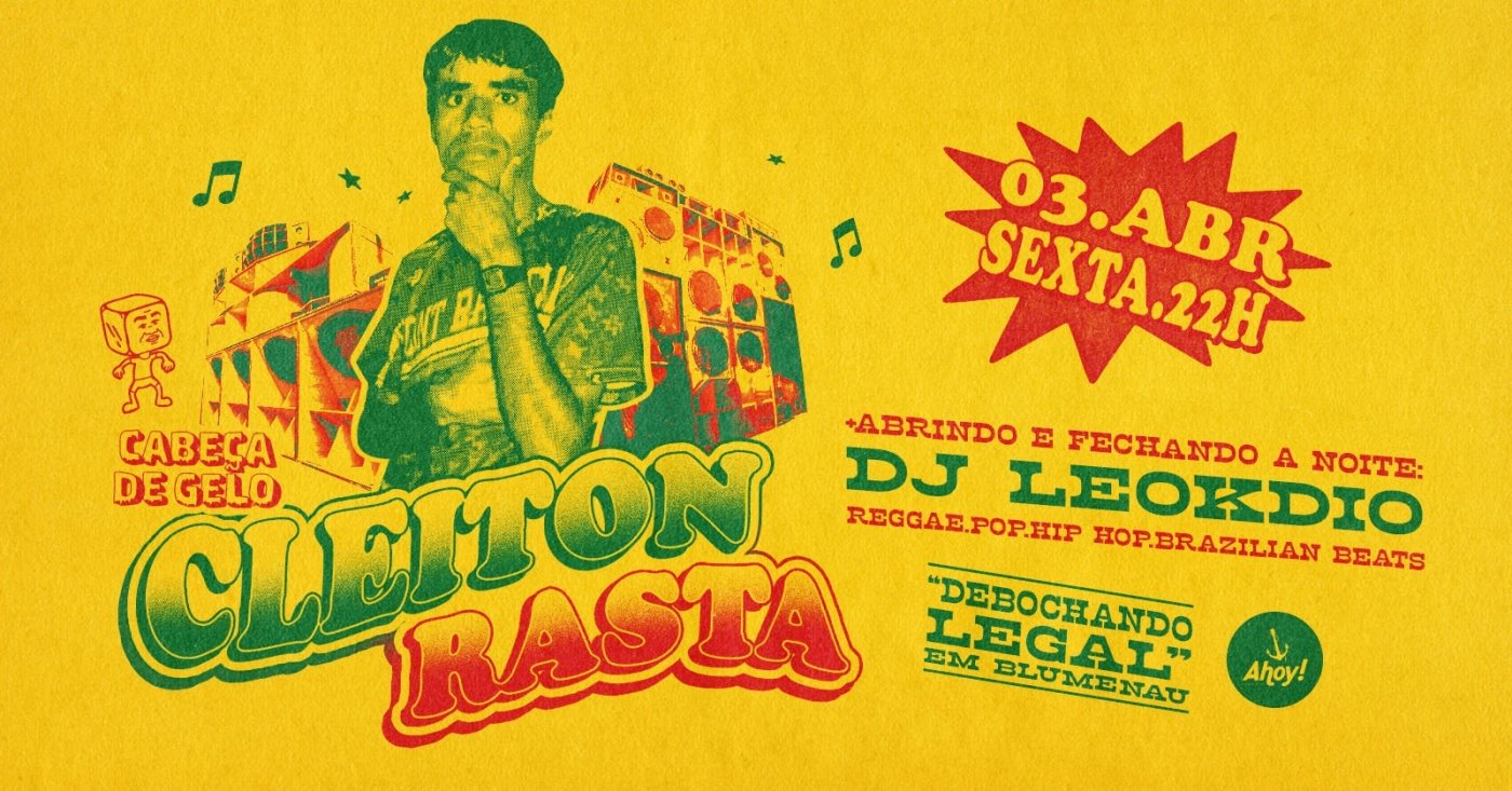 CLEITON RASTA EM BLUMENAU no Ahoy! Tavern Club em Blumenau - Sympla