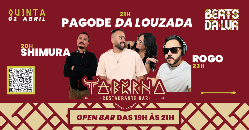 BEATS DALUA Taberna:Pagode da louzada (Samba E Pagode) + Shimura +  Rogo + Open Bar - São Sebastião, SP