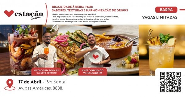 Imagem do evento Brasilidade à Beira-Mar: Sabores, Texturas e Harmonização de Drinks (Barra)