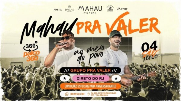 Imagem do evento MAHAU PRA VALER - NO MEIO DO POVO (GRUPO PRA VALER)
