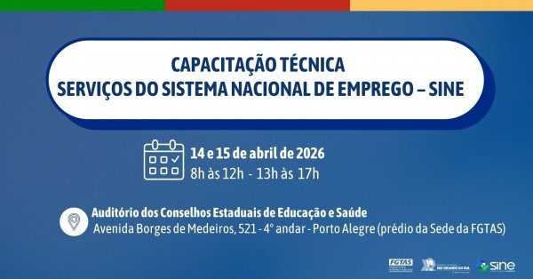 Imagem do evento Capacitação técnica aos serviços do Sistema Nacional de Emprego - SINE abril 2026