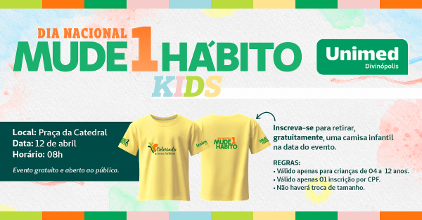 Imagem do evento Dia Nacional Mude1Hábito Kids - Camisa promocional