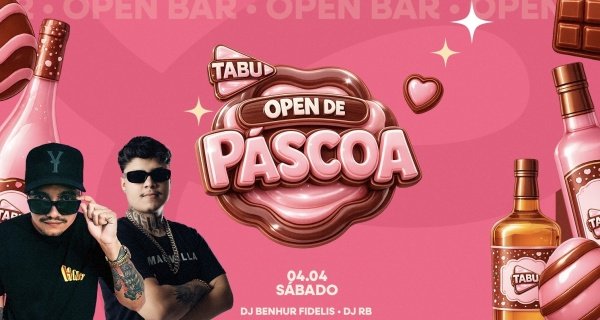 Imagem do evento OPEN BAR DE PÁSCOA | TABU | SÁBADO