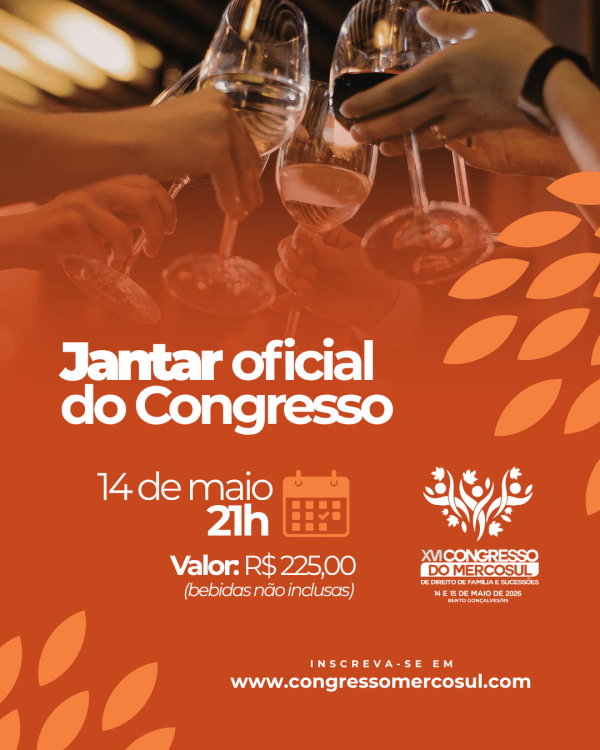 Imagem do evento Jantar Oficial do XVI Congresso do Mercosul de Direito de Família e Sucessões