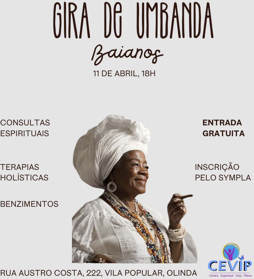 Gira de Umbanda - Baianos (CEVIP) em Olinda - Sympla