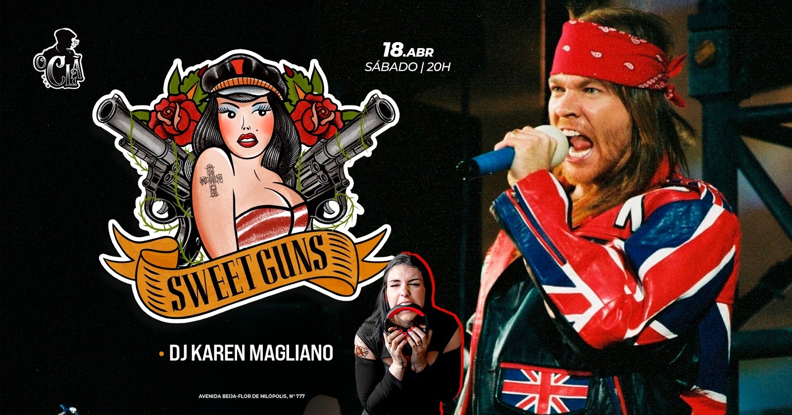 TRIBUTO À GUNS N ROSES (BANDA SWEET GUNS + DJ KAREN MAGLIANO) - Nilópolis, RJ