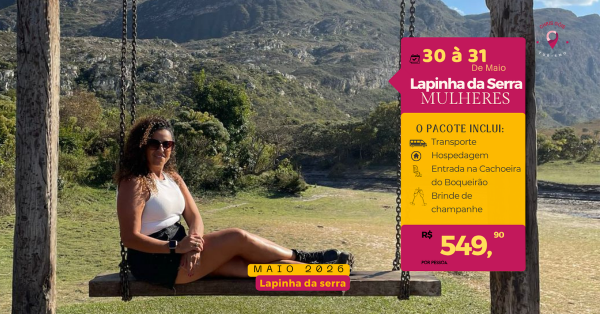 Imagem do evento Lapinha da Serra - Hospedagem -Entrada R$199,90 + R$ 350,00 até dia 22/05