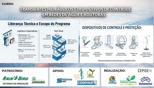 Imagem do evento CURSO - TRANSIENTES HIDRÁULICOS E DISPOSITIVOS DE CONTROLE