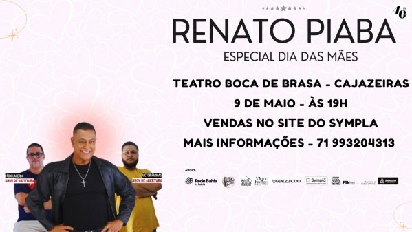 Imagem do evento RENATO PIABA - ESPECIAL DIA DAS MÃES - HUMOR e STAND UP COMEDY SEM TAXAS