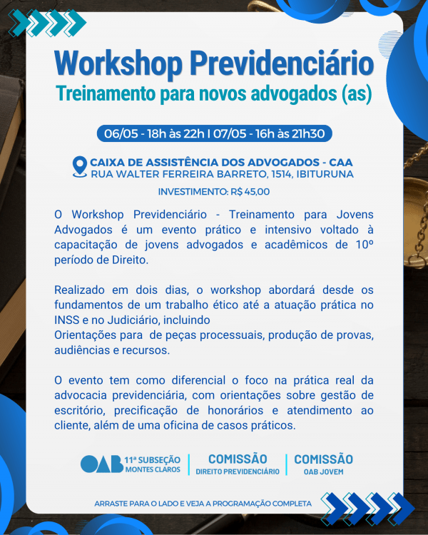 Imagem do evento Workshop Previdenciário: Treinamento para Jovens Advogados