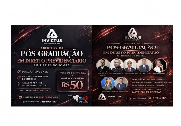 Imagem do evento Pós-graduação em Direito Previdenciário - Ribeira do Pombal/BA
