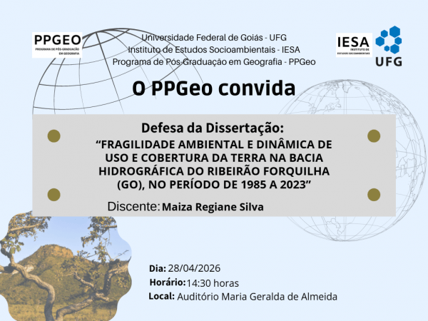 Imagem do evento Banca de defesa de Dissertação de Maiza Regiane da Silva