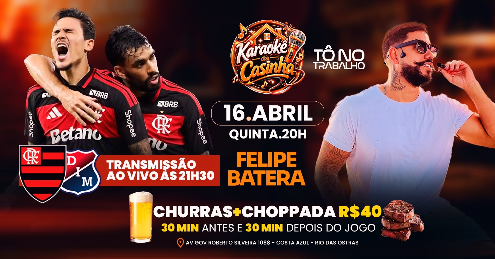 Karaokê da Casinha | 16ABR (QUI) | Tô no Trabalho - Rio das Ostras, RJ