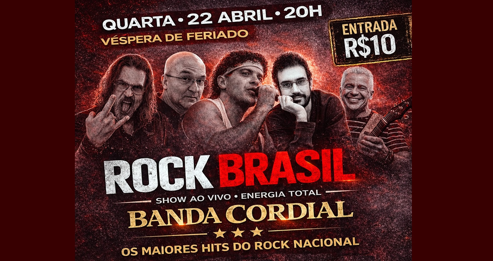 22/04 TRIBUTO AO ROCK NACIONAL | BANDA CORDIAL!! - São Gonçalo, RJ