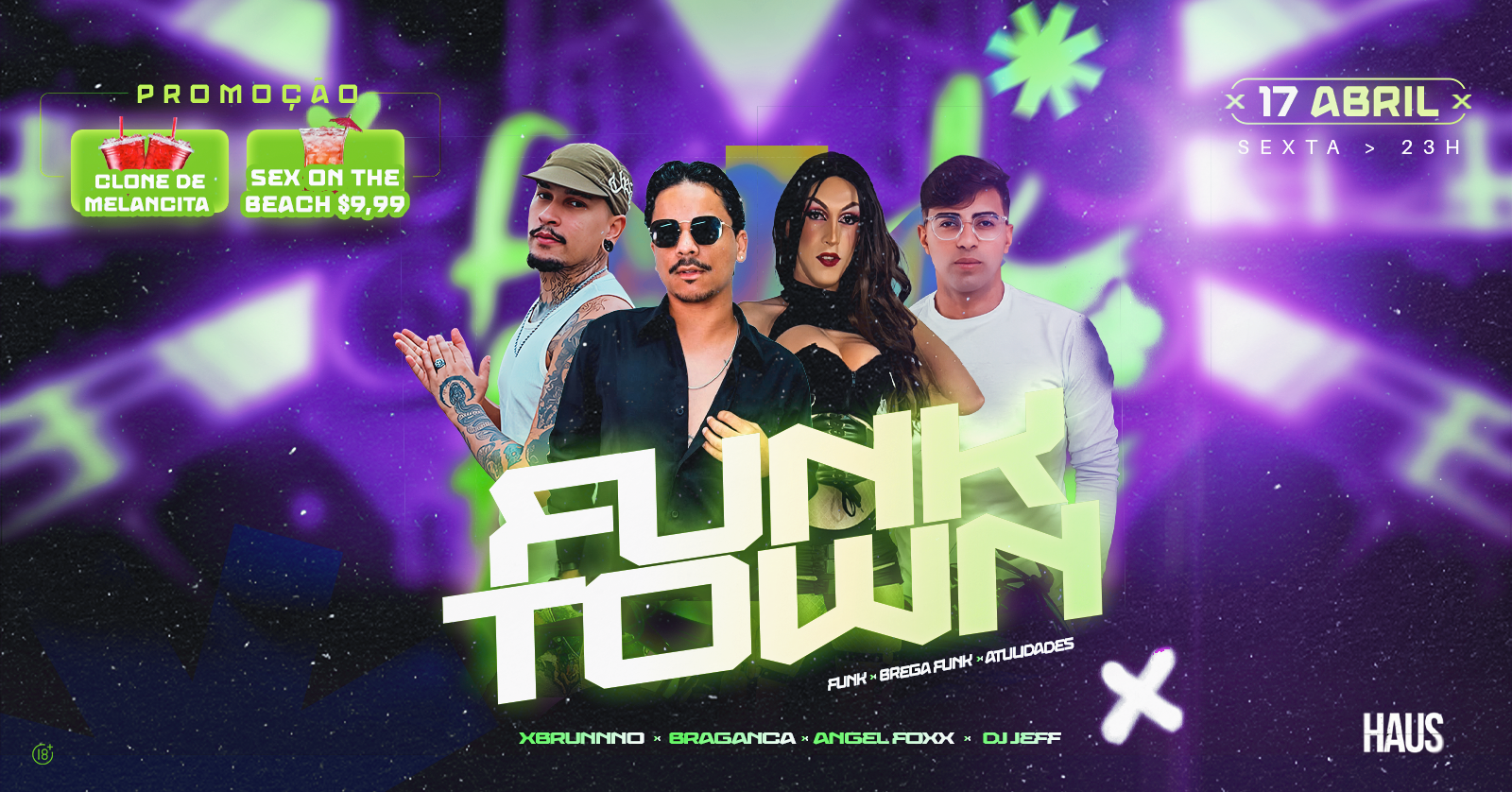FUNKTOWN - SEXTA - 17 DE ABRIL - 23H - Caruaru, PE