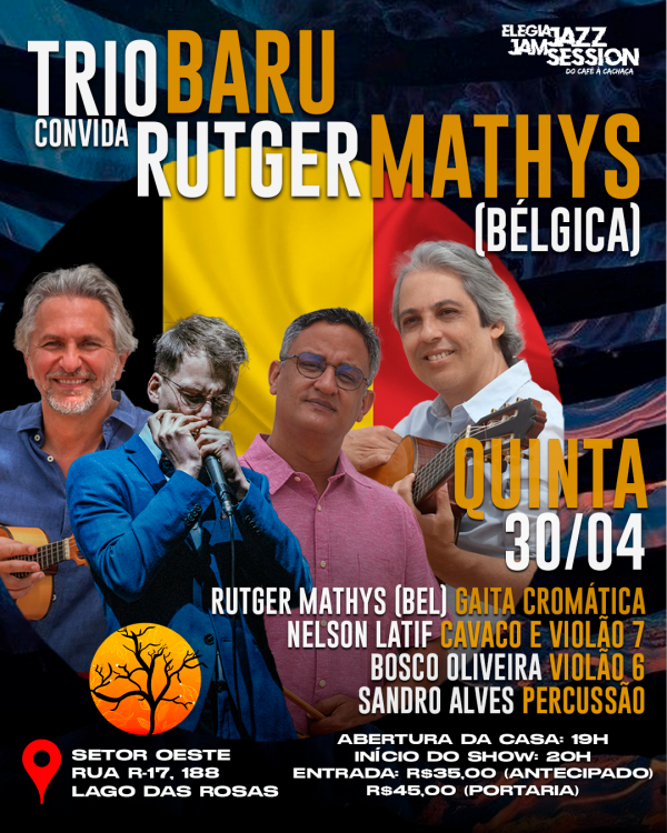Imagem do evento Trio Baru convida Rutger Mathys (Bélgica) - Elegia Café - 30/04 (Quinta)