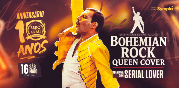 Imagem do evento Zero Grau 10 Anos: Queen Experience com Bohemian Rock