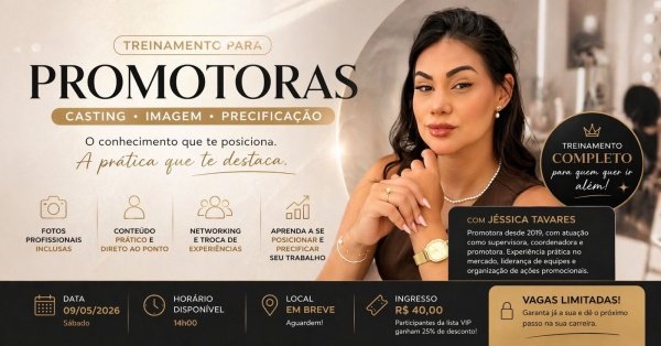 Imagem do evento Treinamento para promotoras | Casting, Imagem e Precificação