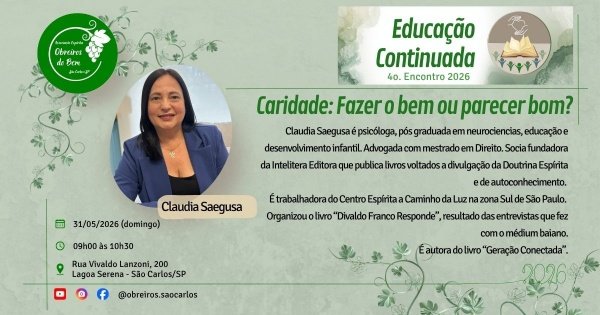 Imagem do evento 4o Encontro Educação Continuada 2026 - Obreiros do Bem