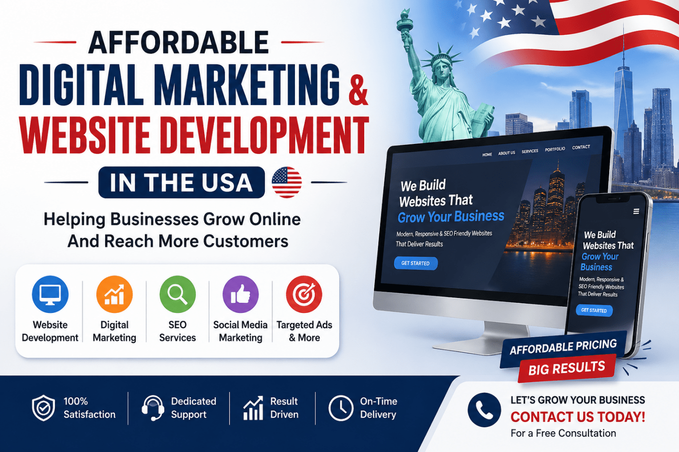 Imagem publicada pela fonte para Affordable digital marketing and website development services in the USA!