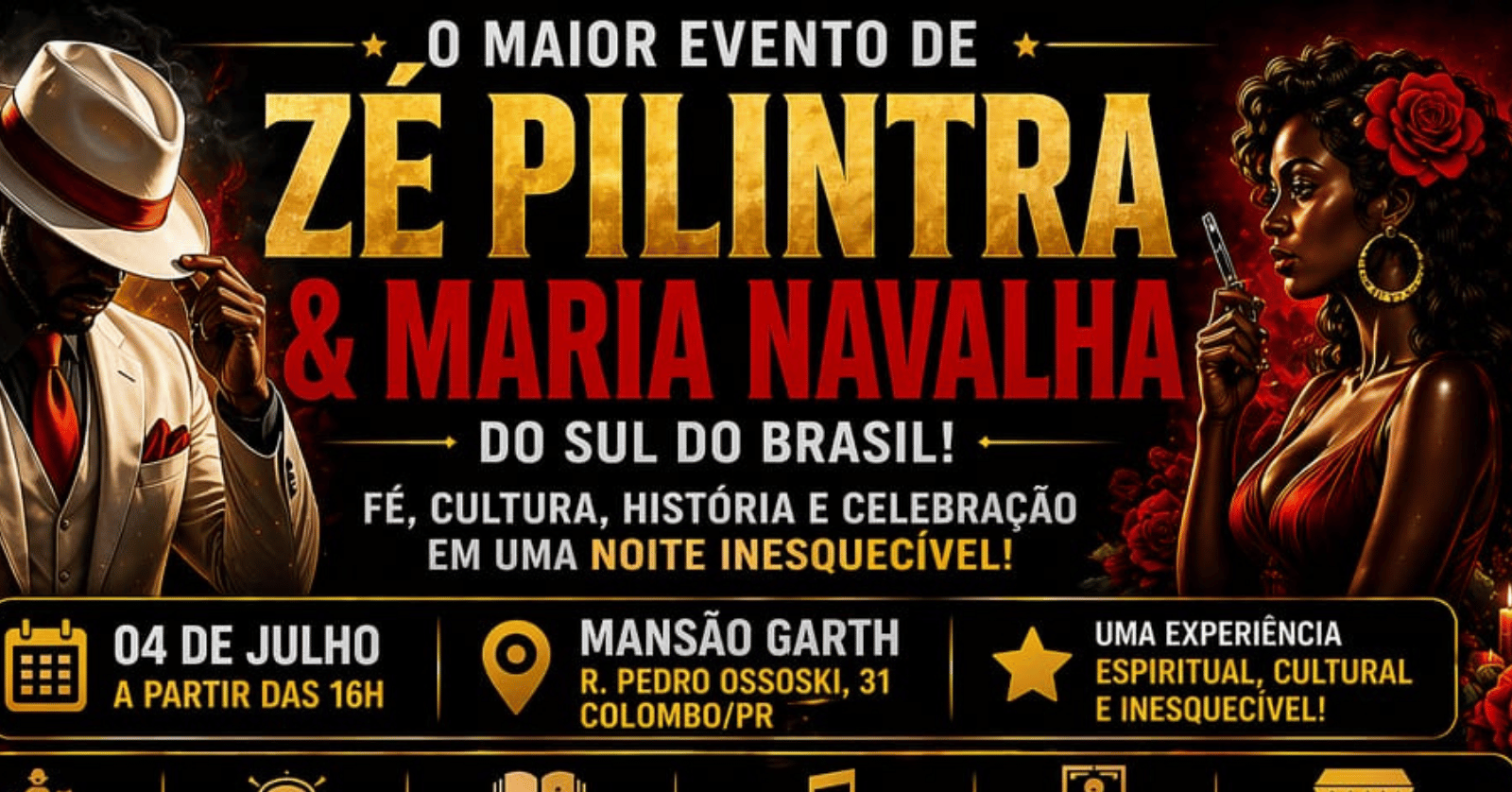 Noite de Zé Pilintra & Maria Navalha - Procissão, Curimba e Samba! - Colombo, PR