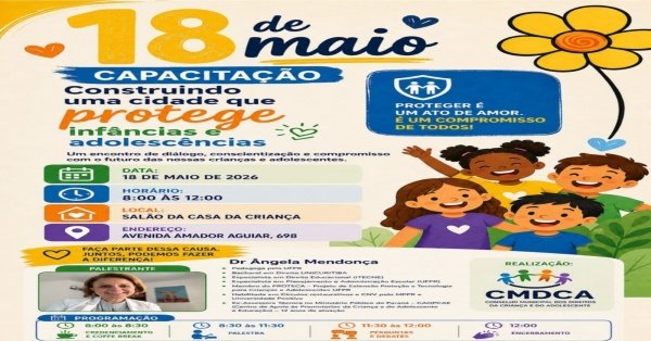 Imagem do evento Capacitação: "18 de maio - Construindo uma cidade que protege infâncias e adolescências"