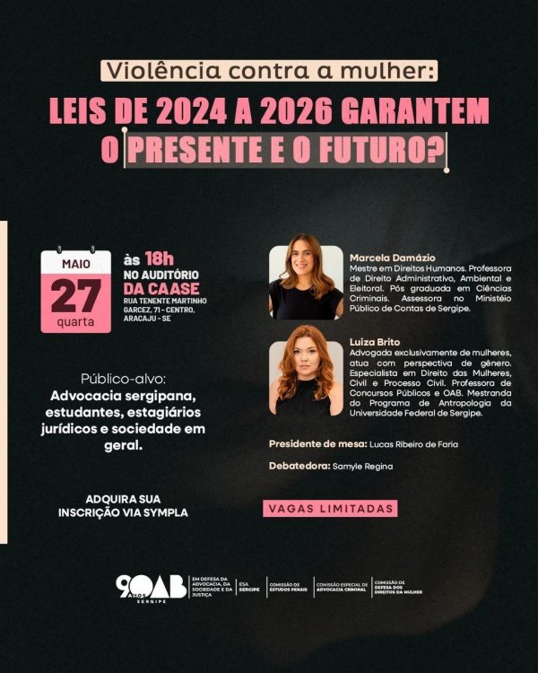 Imagem do evento Violência contra a mulher: leis de 2024 a 2026 garantem o presente e o futuro?