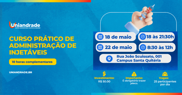 Imagem do evento CURSO PRÁTICO DE ADMINISTRAÇÃO DE INJETÁVEIS