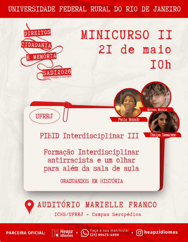 Imagem do evento Minicurso - PIBID - Formação Interdisciplinar antirracista e um olhar para além da sala de aula
