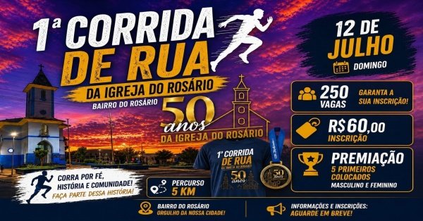 Imagem do evento 1ª Corrida de Rua da Igreja do Rosário - São João Evangelista-MG