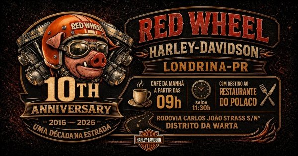 Imagem do evento BATE&VOLTA DE ANIVERSÁRIO -10 ANOS - HOG RED WHEEL LONDRINA