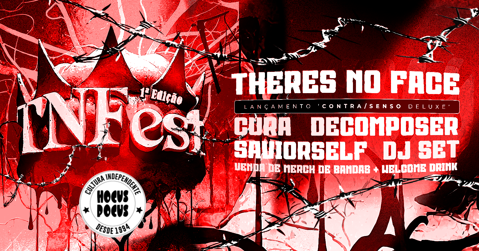Tnfest - There's no Face, Cura, Decomposer e Saviorself na Hocus Pocus (São José dos Campos) em São José dos Campos