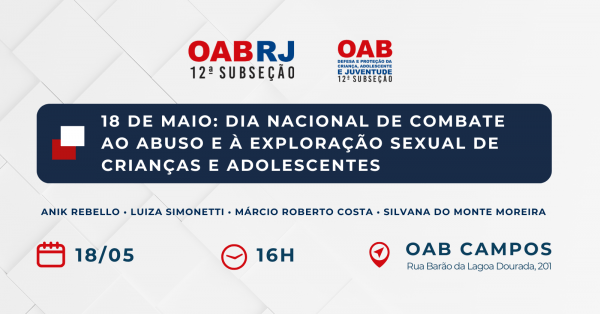 Imagem do evento 18 de Maio: Dia Nacional de Combate ao Abuso e à Exploração Sexual de Crianças e Adolescentes