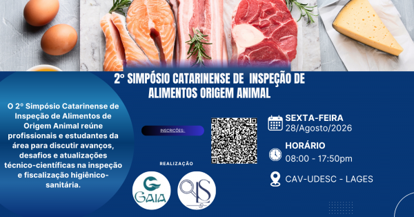 Imagem do evento 2° SIMPÓSIO CATARINENSE DE INSPEÇÃO DE ALIMENTOS DE ORIGEM ANIMAL