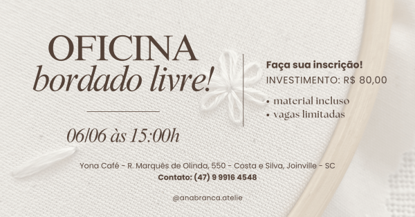 Imagem do evento Workshop Bordado Livre - 3ª Edição