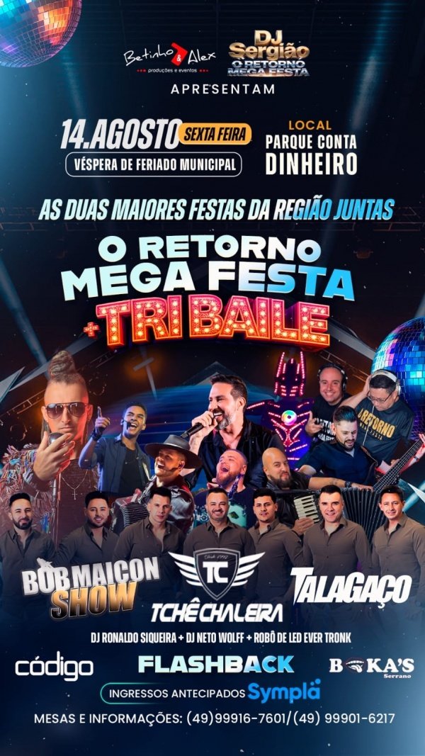 Imagem do evento O RETORNO MEGA FESTA E TRI BAILE