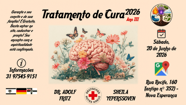 Imagem do evento 20 JUN 2026 - 3º Tratamento de Cura Espiritual {com Dr. Adolph Fritz/Sheila Yeperssoven}