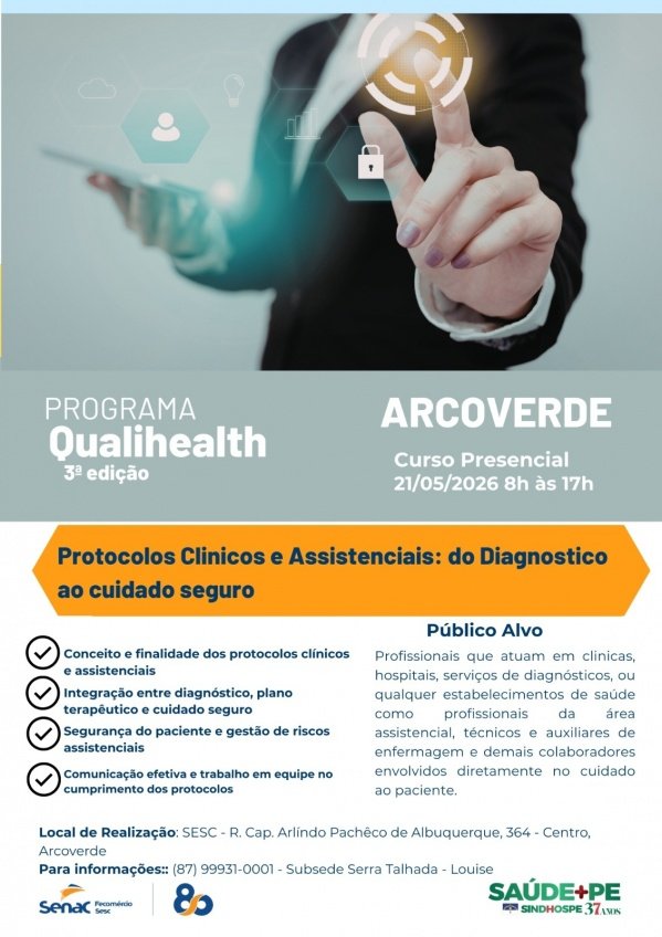 Imagem do evento Arcoverde - Protocolos Clinicos e Assistenciais: Do diagnóstico ao Cuidado Seguro