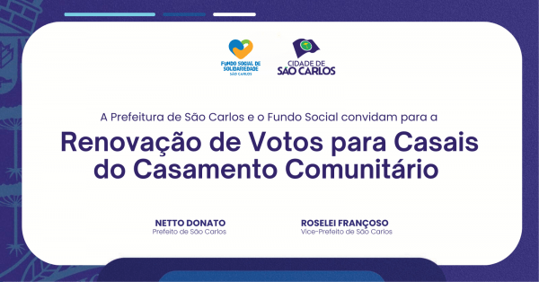 Imagem do evento RENOVAÇÃO DE VOTOS PARA CASAIS DO CASAMENTO COMUNITÁRIO - São Carlos/SP