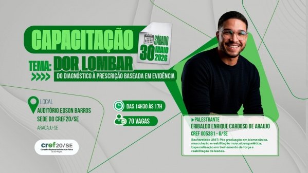 Imagem do evento CAPACITAÇÃO: DOR LOMBAR, DO DIAGNÓSTICO À PRESCRIÇÃO BASEADA EM EVIDÊNCIA