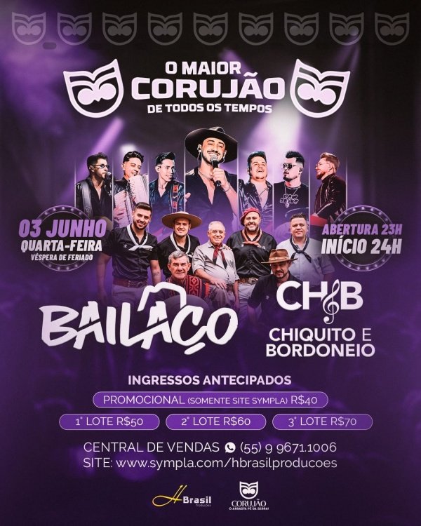 Imagem do evento Bailaço + Chiquito e Bordoneio no Corujão dia 3 de junho