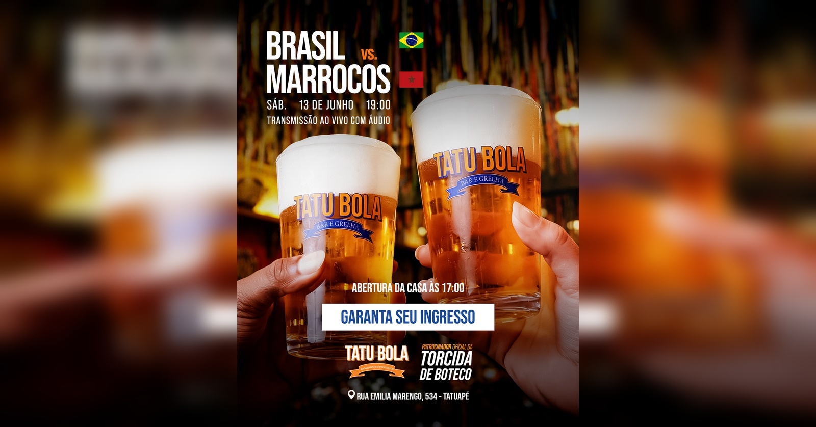 COPA DO MUNDO BRASIL X MARROCOS |TATU BOLA TATUAPÉ - São Paulo, SP