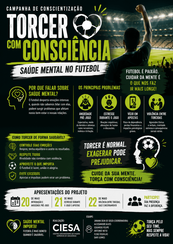 Imagem do evento Campanha Torcer com Consciência: Saúde Mental no Futebol.