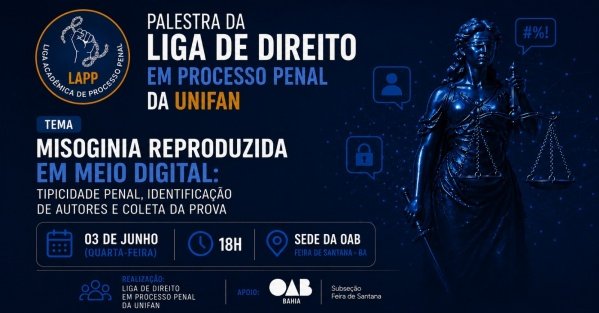 Imagem do evento Misoginia reproduzida em meio digital: tipicidade penal, identificação de autores e coleta da prova
