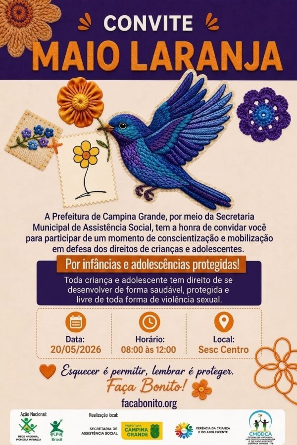 Imagem do evento INFÂNCIA E ADOLESCÊNCIA PROTEGIDAS - MAIO LARANJA