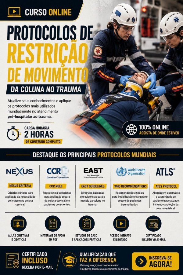 Imagem do evento PRINCIPAIS PROTOCOLOS DE RESTRIÇÃO A COLUNA NO TRAJMA