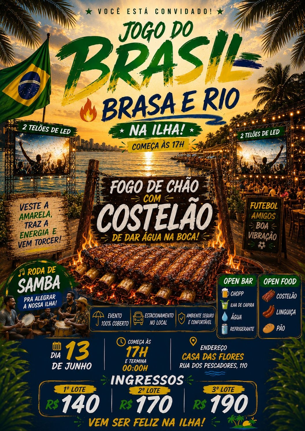 Jogo do Brasil - Brasa e Rio na Ilha - Porto Alegre, RS